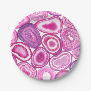 Plato De Papel acuarela rosa agada