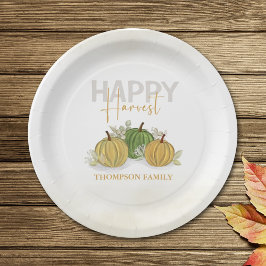 Plato De Papel Acuarela Sencilla Goura De Calabaza Feliz Cosecha