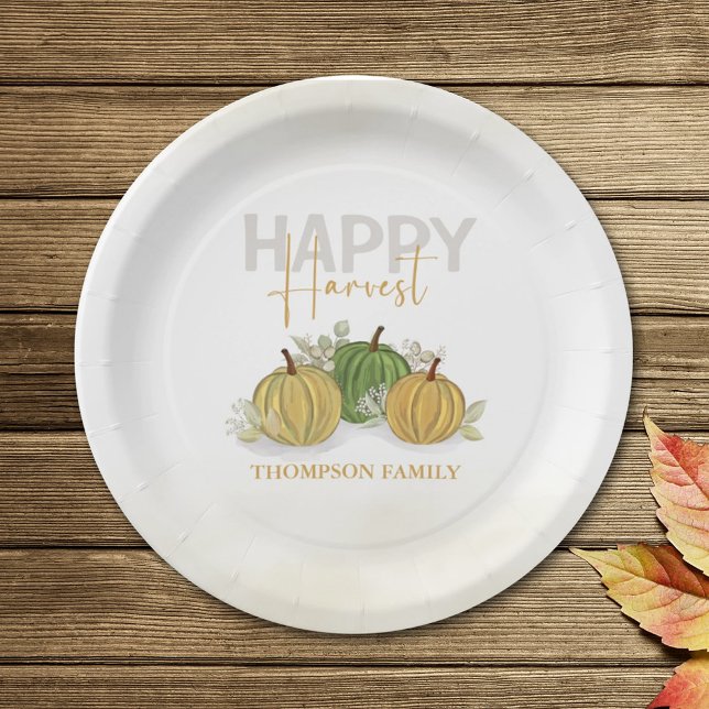 Plato De Papel Acuarela Sencilla Goura De Calabaza Feliz Cosecha (Subido por el creador)
