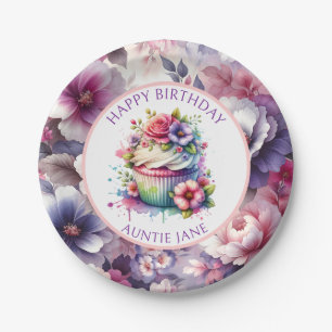 Plato De Papel Acuarela Shabby Chic Floral Personalizada