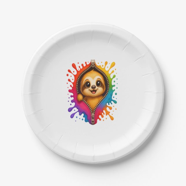 Plato De Papel Acuarela Sloth (Anverso)