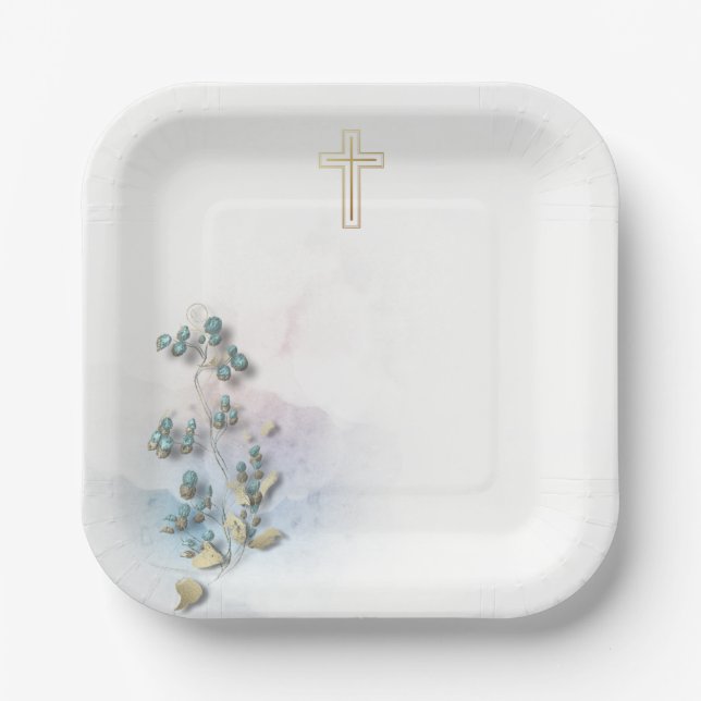 Plato De Papel Acuarela suave y placas de papel cruzado dorado (Anverso)