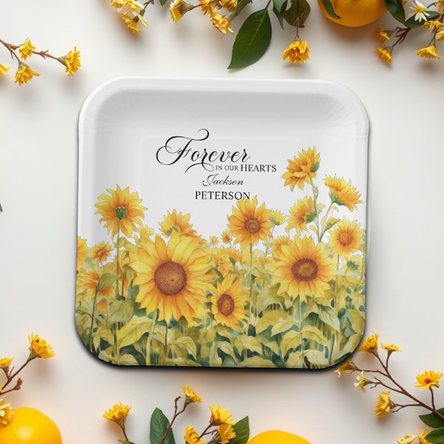 Plato De Papel Acuarela Sunflower Celebración Del Funeral De La V (Subido por el creador)