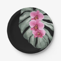 Acuarela tropical exótica orquídeas rosadas calien