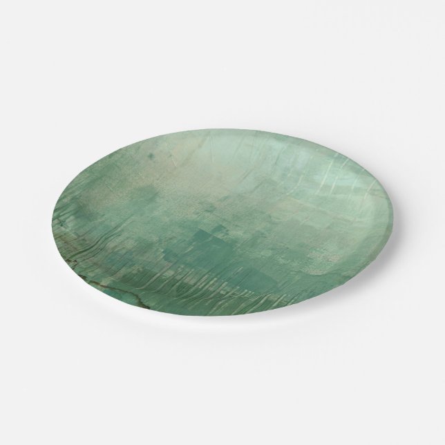 Plato De Papel Acuarela verde contemporánea (Angular)