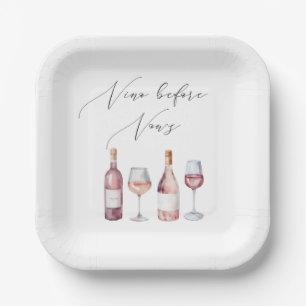 Plato De Papel Acuarela Vino antes de Votos 