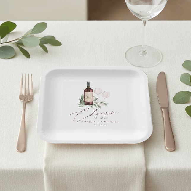 Plato De Papel Acuarela Vino Rojo Saludos Botánicos para Amar (Subido por el creador)