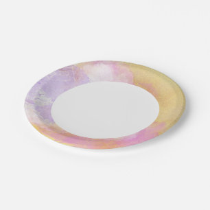 Plato De Papel Acuarelas abstractas - Fondo Naranja