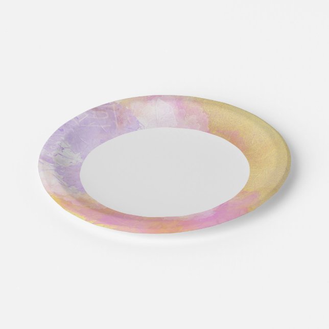 Plato De Papel Acuarelas abstractas - Fondo Naranja (Angular)