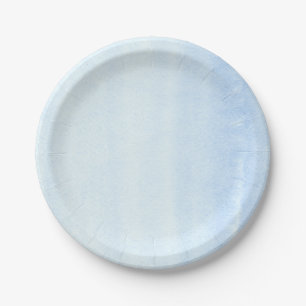Plato De Papel Acuarelas azules pastel suaves