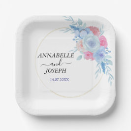 Plato De Papel acuarelas Florales Botánica Moderna Boda