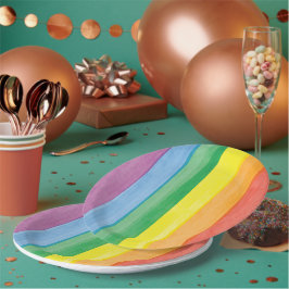 Plato De Papel Acuarelas Orgullo Arcoíris