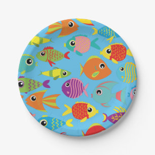 Plato De Papel Acuario de pescado 1er cumpleaños Placas
