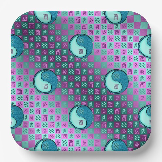 Plato De Papel Acuario & Gallo de Agua (Anverso)