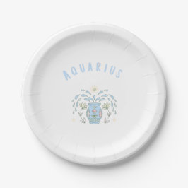 Plato De Papel Acuario rosa, impresión de signo zodiacal, signo e