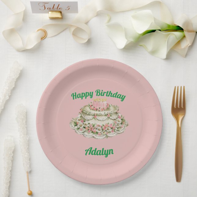 PLATO DE PAPEL ADALYN ~ VINTAGE BIRTHDAY CAKE ~ (Boda)