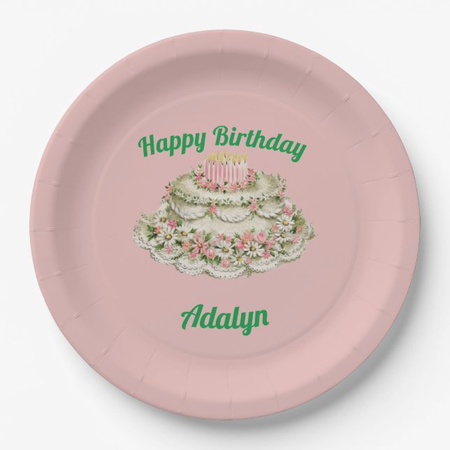 PLATO DE PAPEL ADALYN ~ VINTAGE BIRTHDAY CAKE ~ (Anverso)
