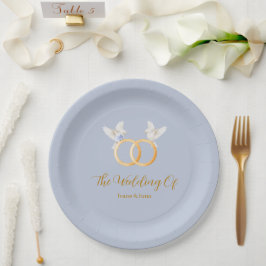 Plato De Papel ADELLE Boda simple de la pareja azul