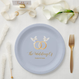 Plato De Papel ADELLE Boda simple de la pareja azul