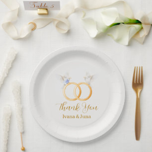 Plato De Papel ADELLE Boda simple de la pareja azul