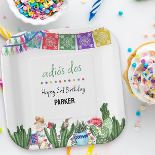 Plato De Papel Adiós dos tercer cumpleaños tres-esta Fiesta Fiest