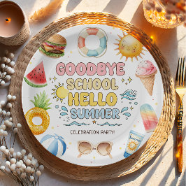 Plato De Papel Adiós Escuela, Hola Verano, Fin de la Escuela