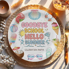 Plato De Papel Adiós Escuela, Hola Verano, Fin de Papel Escolar