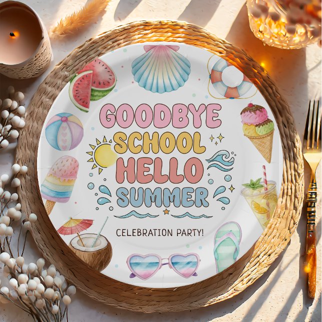 Plato De Papel Adiós Escuela, Hola Verano, Fin de Papel Escolar (Subido por el creador)