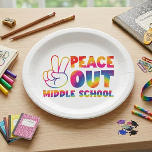 Plato De Papel Adiós Escuela Media Tie Dye Último Día Cita