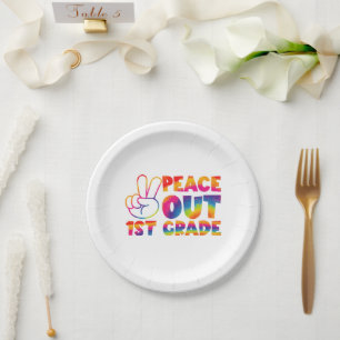 Plato De Papel Adiós Primero Grado Tie Dye Último Día 1er Grado 