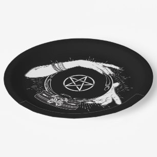 Plato De Papel Adivino Místico Negro Bola de Cristal Mística