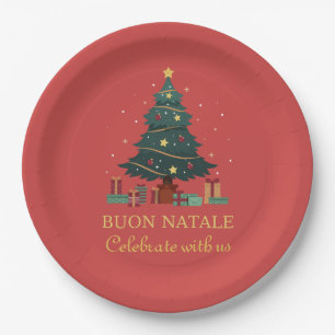 Plato De Papel Adorable árbol de Navidad italiano personalizado