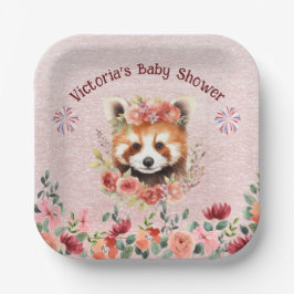 Plato De Papel Adorable Baby Red Panda Bear Baby Shower