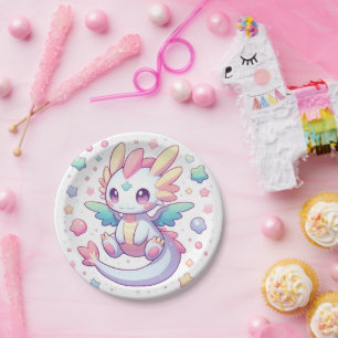Plato De Papel Adorable Baby Shower Dragon Moderno