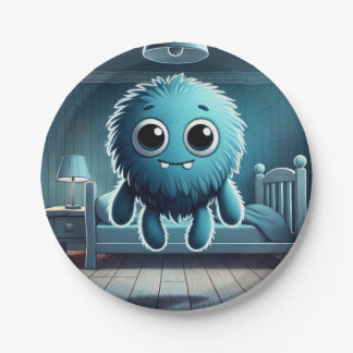 Plato De Papel Adorable Blue Fluffy Creature