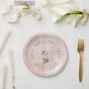 Plato De Papel Adorable Boho Baby Shower Elefante de Rubor