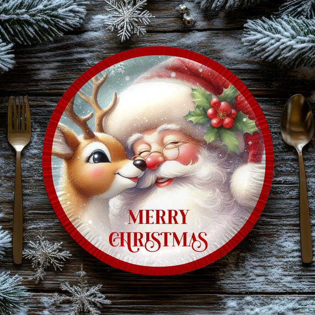 Plato De Papel Adorable Cartoon Kids Christmas Party Plates (Adorable Cartoon Kids Christmas Party Plates)
