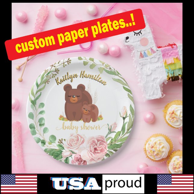 Plato De Papel Adorable Cubo de Oso Cubo de papel Baby Shower (Subido por el creador)