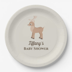 Plato De Papel Adorable Deer Woodland Baby Shower