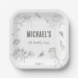 Plato De Papel Adorable Dino Dig Cumpleaños