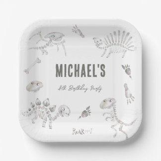 Plato De Papel Adorable Dino Dig Cumpleaños