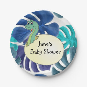 Plato De Papel Adorable Dinosaur Baby Shower