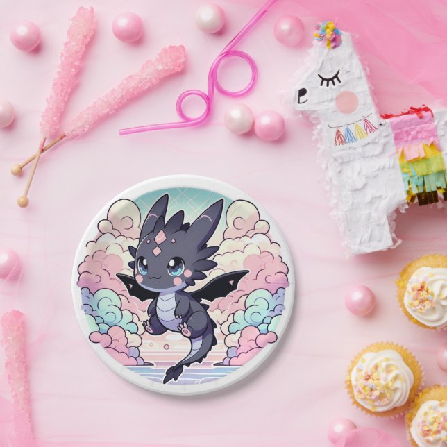 Plato De Papel Adorable Dragon Baby Shower (Fiesta)