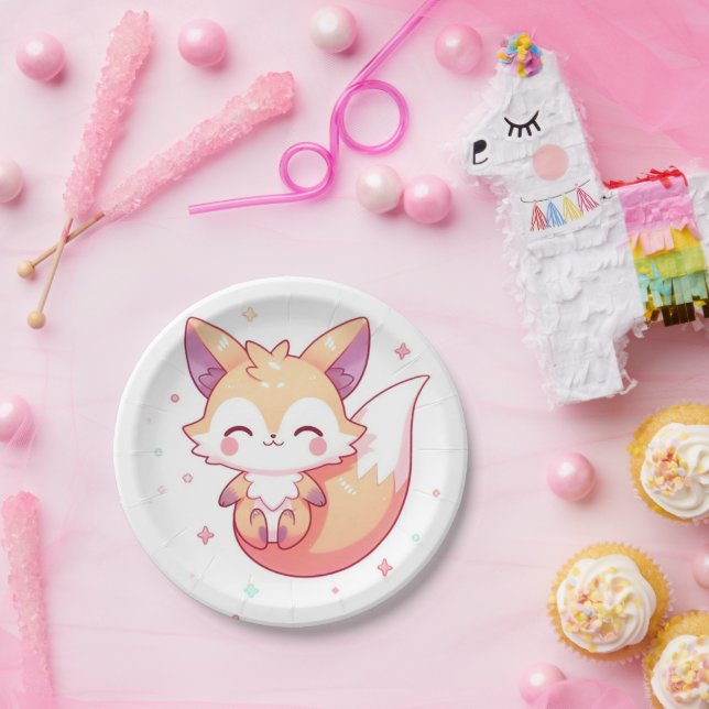 Plato De Papel Adorable Dreamy Fox Baby Shower (Fiesta)