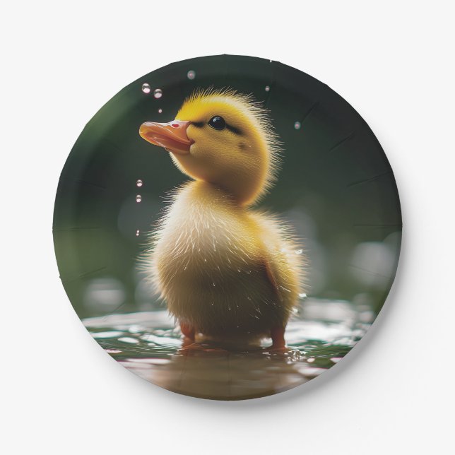 Plato De Papel "Adorable duckling in the Rain (Anverso)