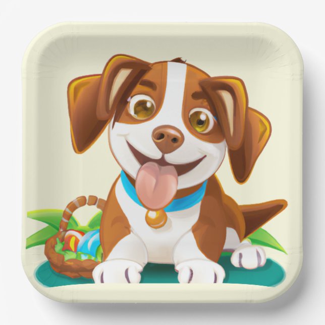 Plato De Papel Adorable Easter Pup (Anverso)