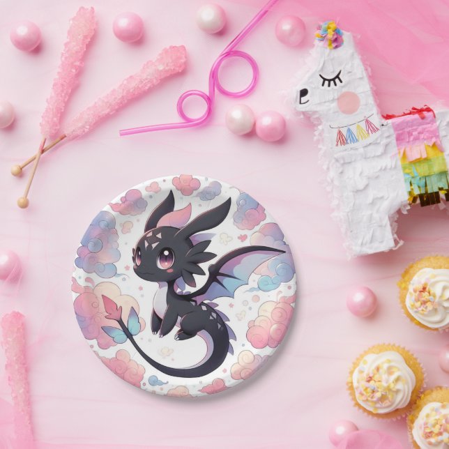 Plato De Papel Adorable Fantasy Dragon Baby Shower (Fiesta)