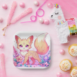 Plato De Papel Adorable Fantasy Fox Baby Shower