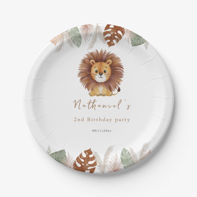 Plato De Papel Adorable Fluffy Lion Birday (Anverso)