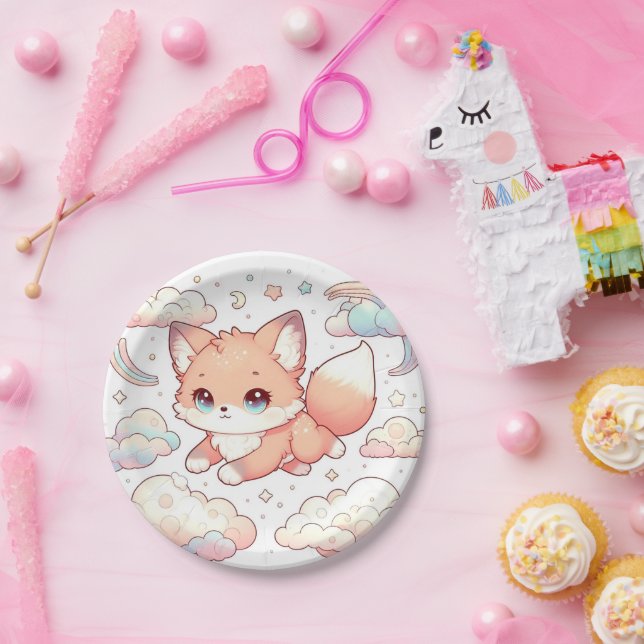 Plato De Papel Adorable Fox Baby Shower (Fiesta)